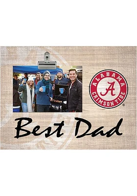 Alabama Crimson Tide Best Dad Burlap Clip Picture Frame - Red