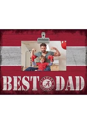 Alabama Crimson Tide Best Dad Striped Clip Picture Frame - Red