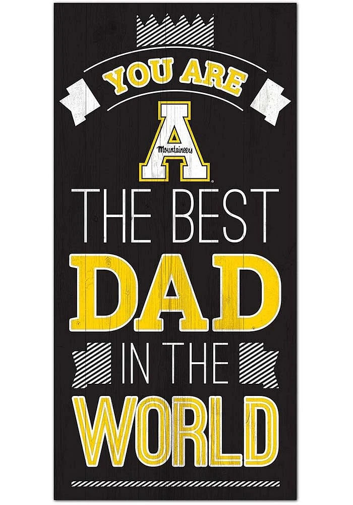 Appalachian State Mountaineers Best Dad in the World Sign - Black