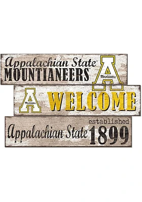 Appalachian State Mountaineers Welcome 3 Plank Sign
