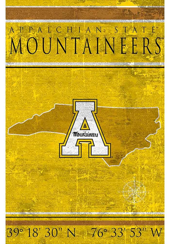 Appalachian State Mountaineers Coordinates 17x26 Sign