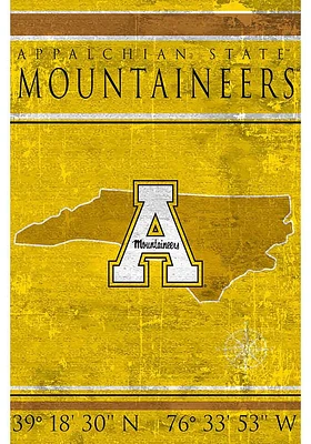 Appalachian State Mountaineers Coordinates 17x26 Sign