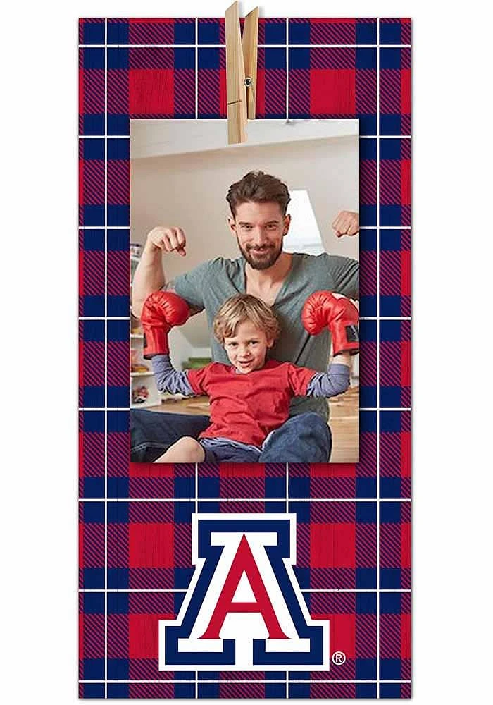 Arizona Wildcats Plaid Clothespin Sign