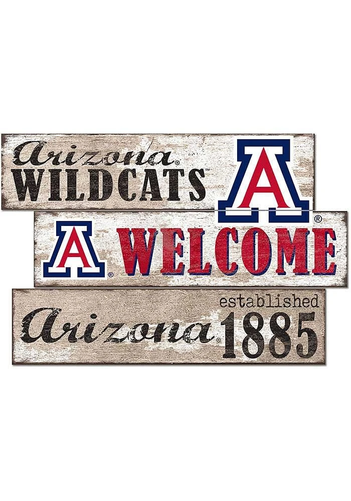 Arizona Wildcats Welcome 3 Plank Sign
