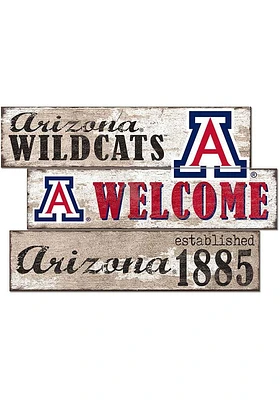 Arizona Wildcats Welcome 3 Plank Sign