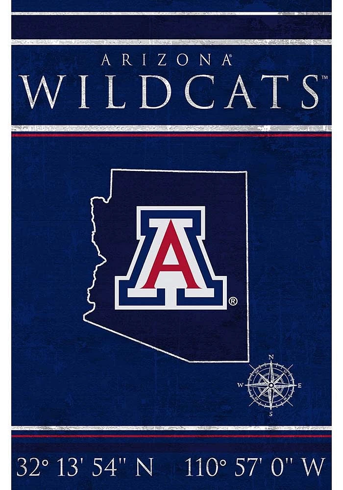 Arizona Wildcats Coordinates 17x26 Sign