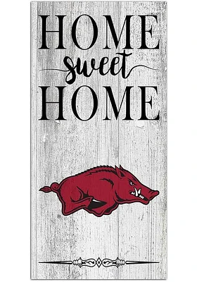 Arkansas Razorbacks Home Sweet Home Whitewashed Sign - Red