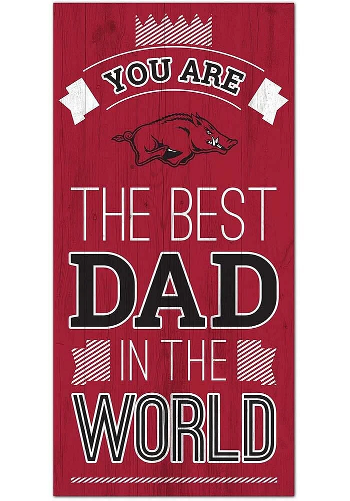 Arkansas Razorbacks Best Dad in the World Sign - Red