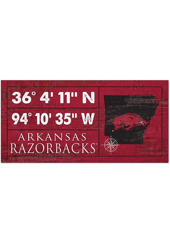 Arkansas Razorbacks Horizontal Coordinate Sign - Red