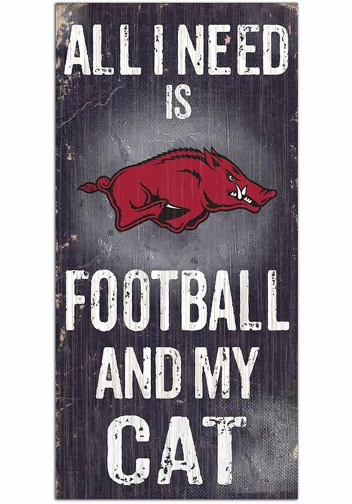 Arkansas Razorbacks Football and My Cat Sign - Red