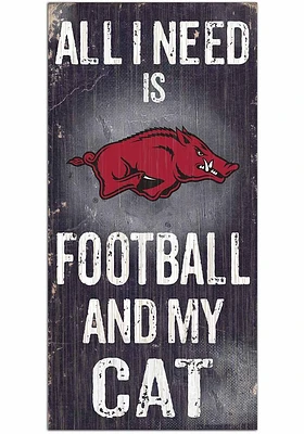Arkansas Razorbacks Football and My Cat Sign - Red