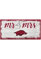 Arkansas Razorbacks Script Mr and Mrs Sign - Red