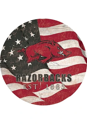 Arkansas Razorbacks 24in Flag Circle Sign - Red
