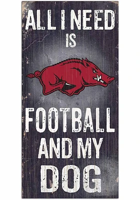 Arkansas Razorbacks Football and My Dog Sign - Red