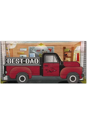 Arkansas Razorbacks Best Dad Truck Sign - Red