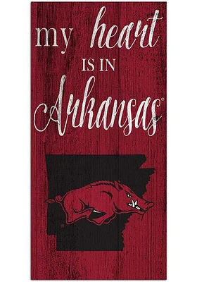 Arkansas Razorbacks My Heart State Sign - Red