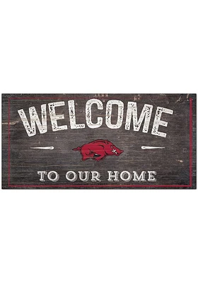 Arkansas Razorbacks Welcome Distressed Sign - Red