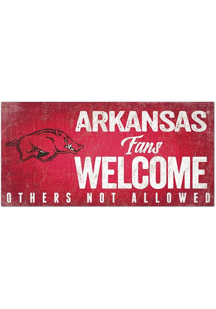 Arkansas Razorbacks Fans Welcome 6x12 Sign - Red