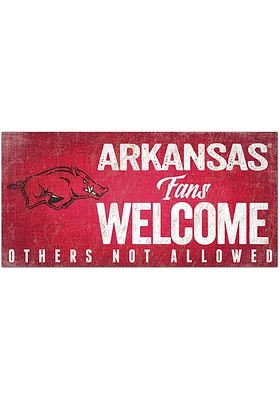 Arkansas Razorbacks Fans Welcome 6x12 Sign - Red