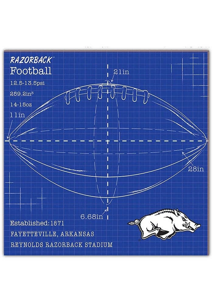 Arkansas Razorbacks Ball Blueprint Sign - Red