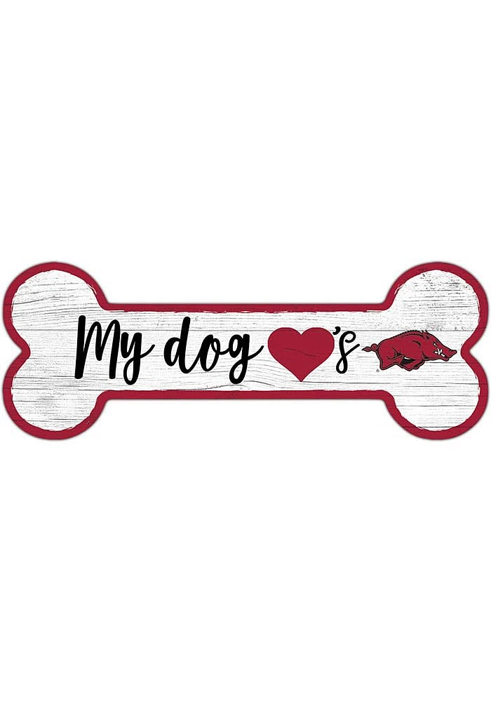 Arkansas Razorbacks Dog Bone 6x12 Sign - Red