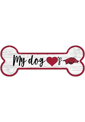 Arkansas Razorbacks Dog Bone 6x12 Sign - Red