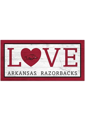 Arkansas Razorbacks Love 6x12 Sign - Red