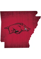 Arkansas Razorbacks State Cutout Sign - Red