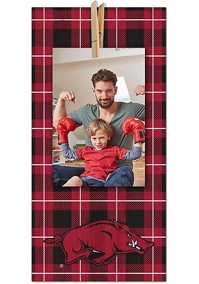Arkansas Razorbacks Plaid Clothespin Sign - Red
