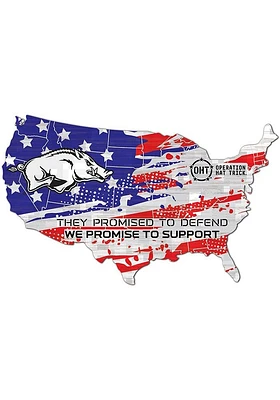 Arkansas Razorbacks OHT USA Shape Cutout Sign - Red