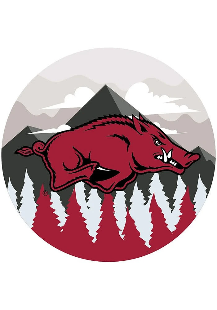 Arkansas Razorbacks Landscape Circle Sign - Red