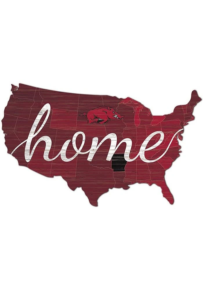 Arkansas Razorbacks USA Shape Cutout Sign - Red
