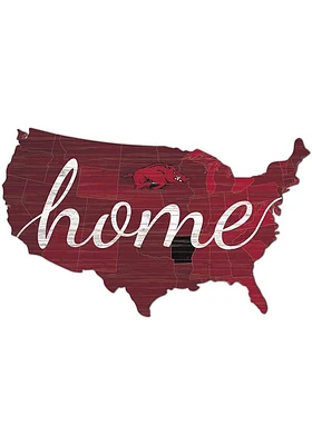 Arkansas Razorbacks USA Shape Cutout Sign - Red
