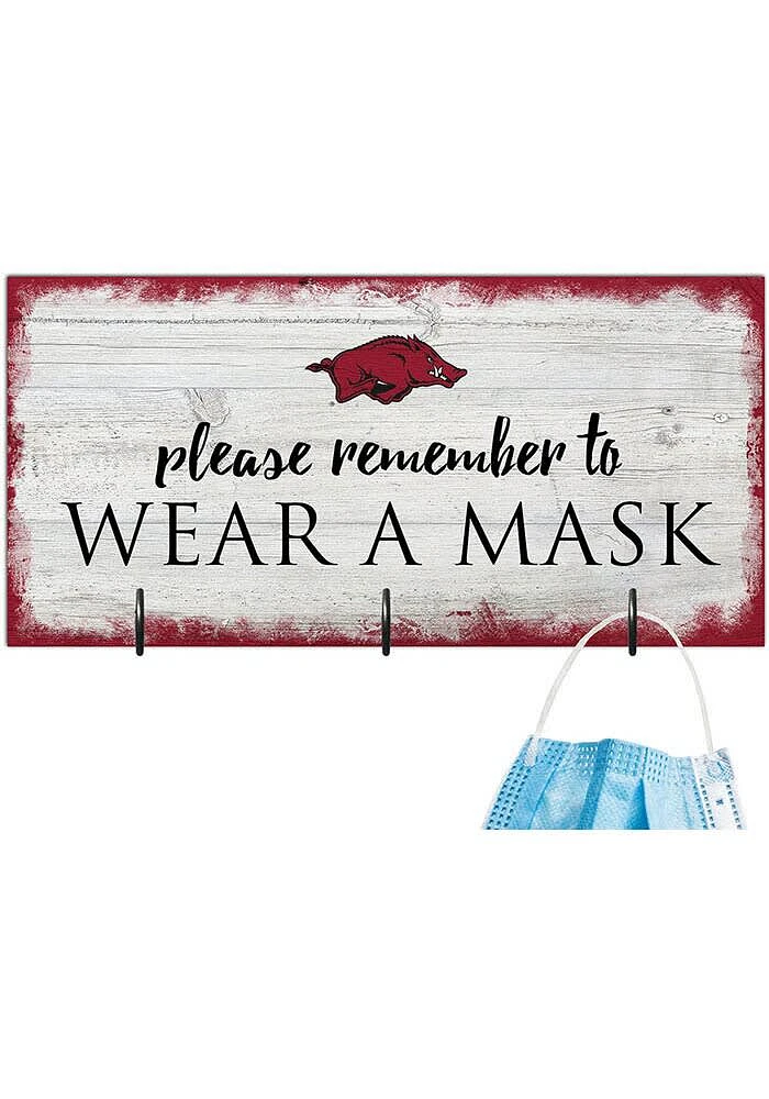 Arkansas Razorbacks Please Wear Your Mask Sign - Red