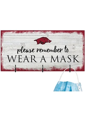 Arkansas Razorbacks Please Wear Your Mask Sign - Red
