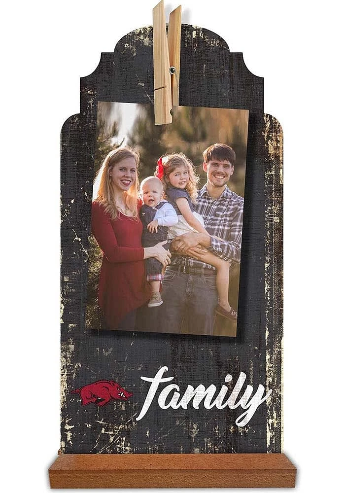 Arkansas Razorbacks Family Clothespin Sign - Red