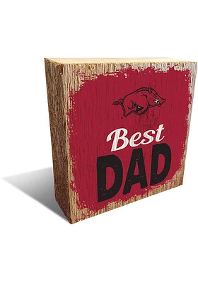 Arkansas Razorbacks Best Dad Block Sign - Red