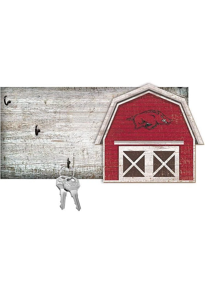 Arkansas Razorbacks Team Barn Key Holder Sign - Red