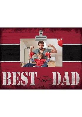 Arkansas Razorbacks Best Dad Striped Clip Picture Frame - Red