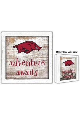 Arkansas Razorbacks Adventure Awaits Box Sign - Red