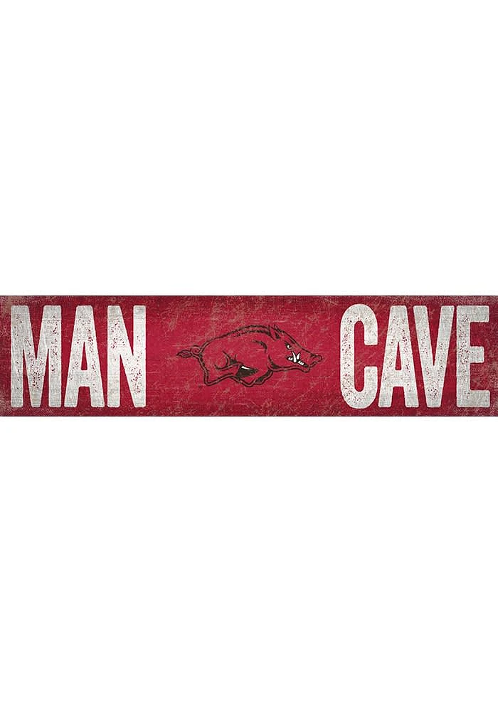 Arkansas Razorbacks Man Cave 6x24 Sign - Red