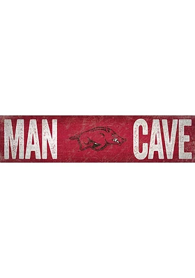 Arkansas Razorbacks Man Cave 6x24 Sign - Red