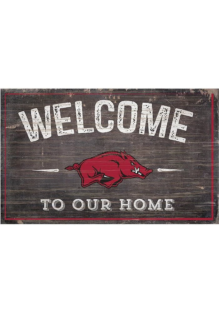 Arkansas Razorbacks Welcome to our Home Sign - Red