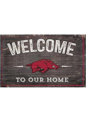 Arkansas Razorbacks Welcome to our Home Sign - Red