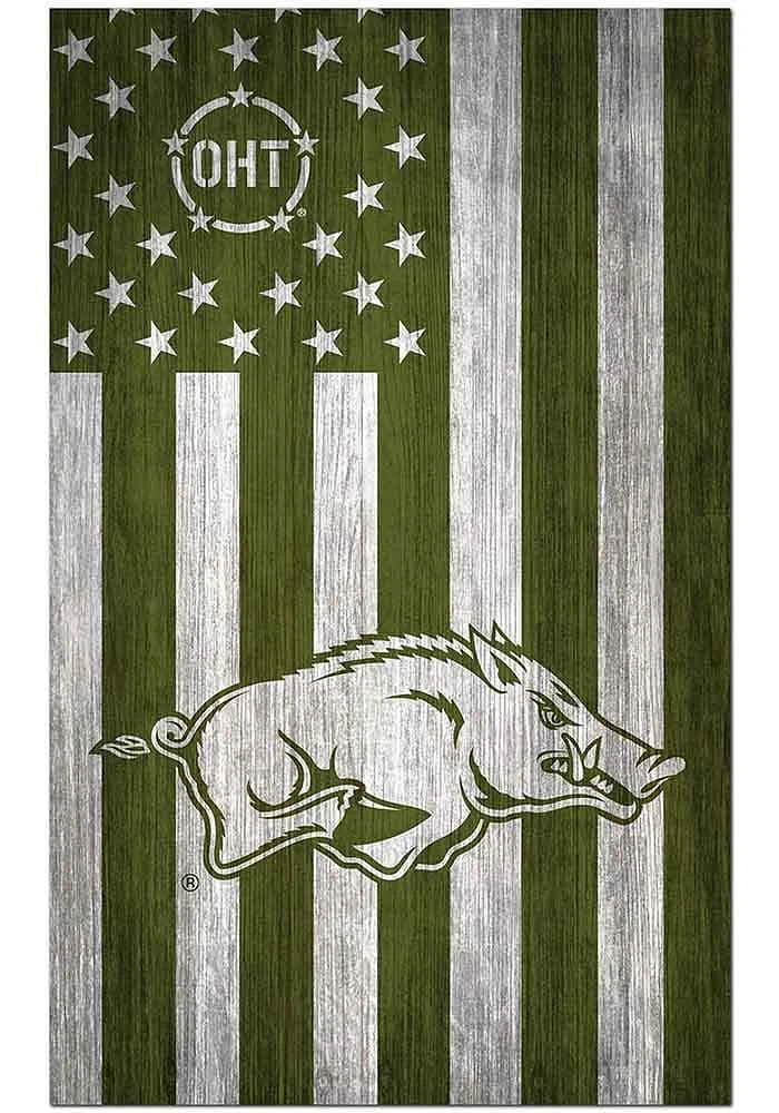 Arkansas Razorbacks 11x19 OHT Military Flag Sign - Red