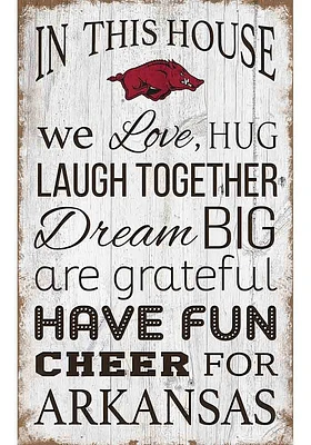 Arkansas Razorbacks In This House 11x19 Sign - Red