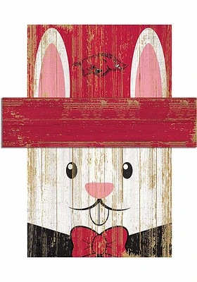 Arkansas Razorbacks Easter Bunny Head Sign - Red