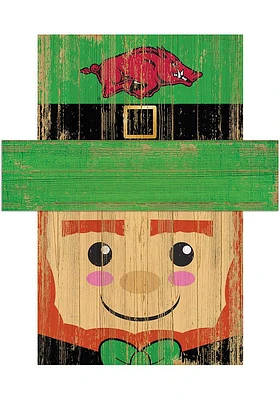 Arkansas Razorbacks Leprechaun Head Sign - Red