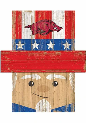 Arkansas Razorbacks Patriotic Head Sign - Red
