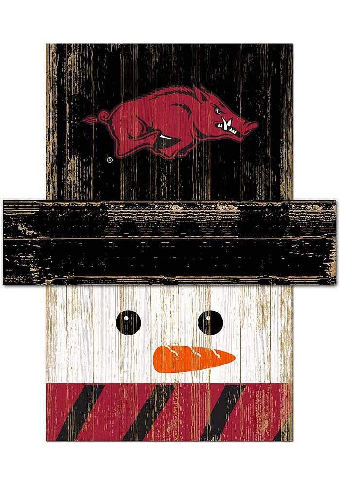 Arkansas Razorbacks Snowman Head Sign - Red
